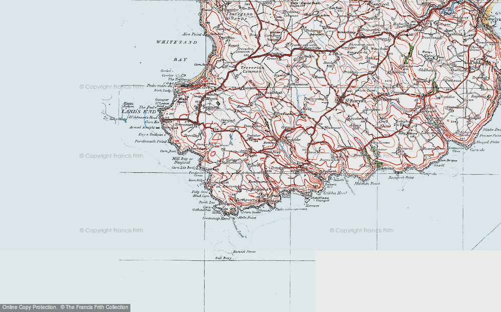 Old Map of Polgigga, 1919 in 1919