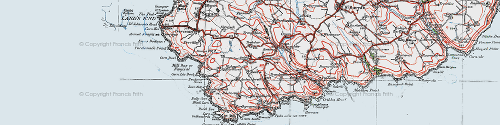 Old map of Polgigga in 1919