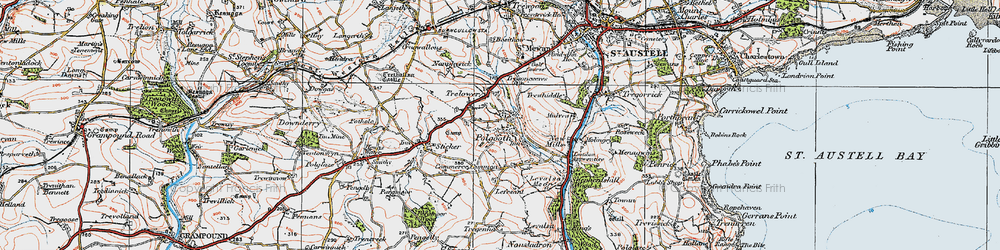 Old map of Polgooth in 1919