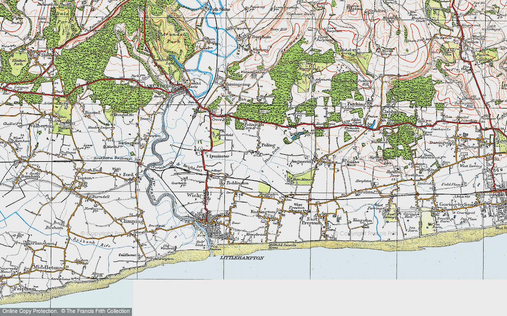 Old Map of Poling, 1920 in 1920