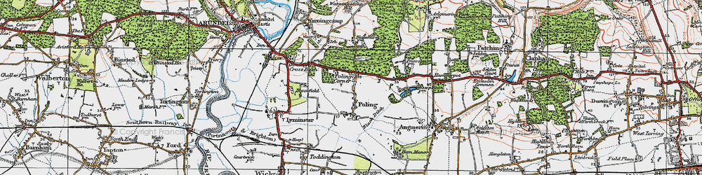 Old map of Poling Corner in 1920