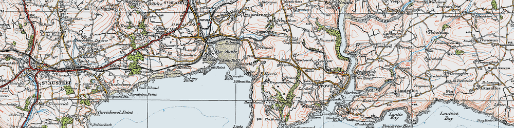 Old map of Polkerris in 1919