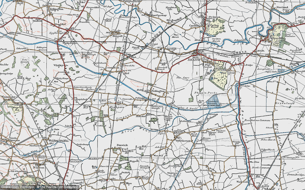 Old Map of Historic Map covering Balne Hall in 1924