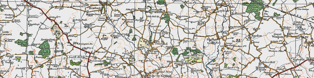 Old map of Polstead in 1921