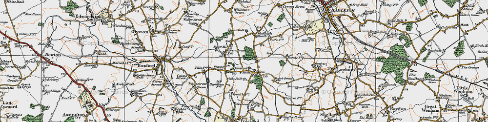 Old map of Polstead Heath in 1921