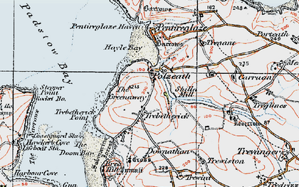 Old map of Polzeath in 1919