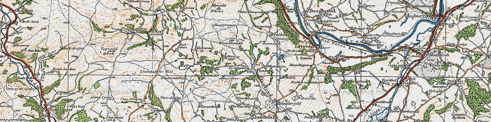 Old map of Brechfa Common in 1919
