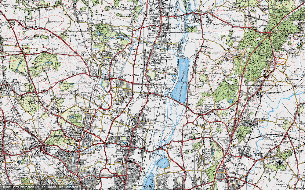 Old Map of Ponders End, 1920 in 1920