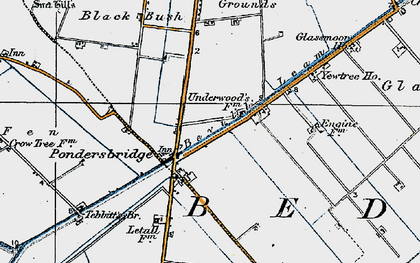 Old map of Bevill's Leam in 1920