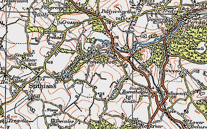 Old map of Ponsanooth in 1919