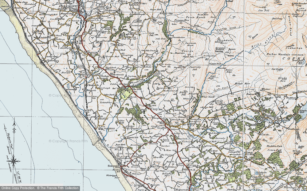 Old Map of Historic Map covering Wheel Fell in 1925