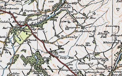 Old map of Wheel Fell in 1925