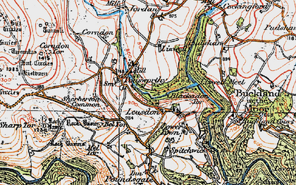 Old map of Leusdon in 1919