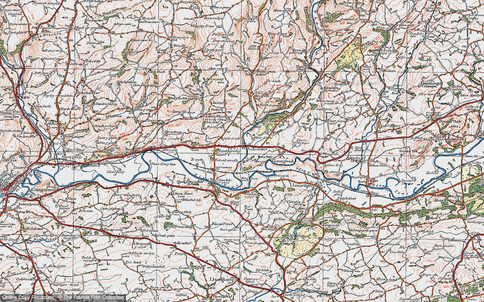 Old Map of Historic Map covering Abercothi Ho in 1923