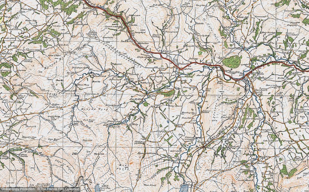Old Map of Historic Map covering Belfont in 1923