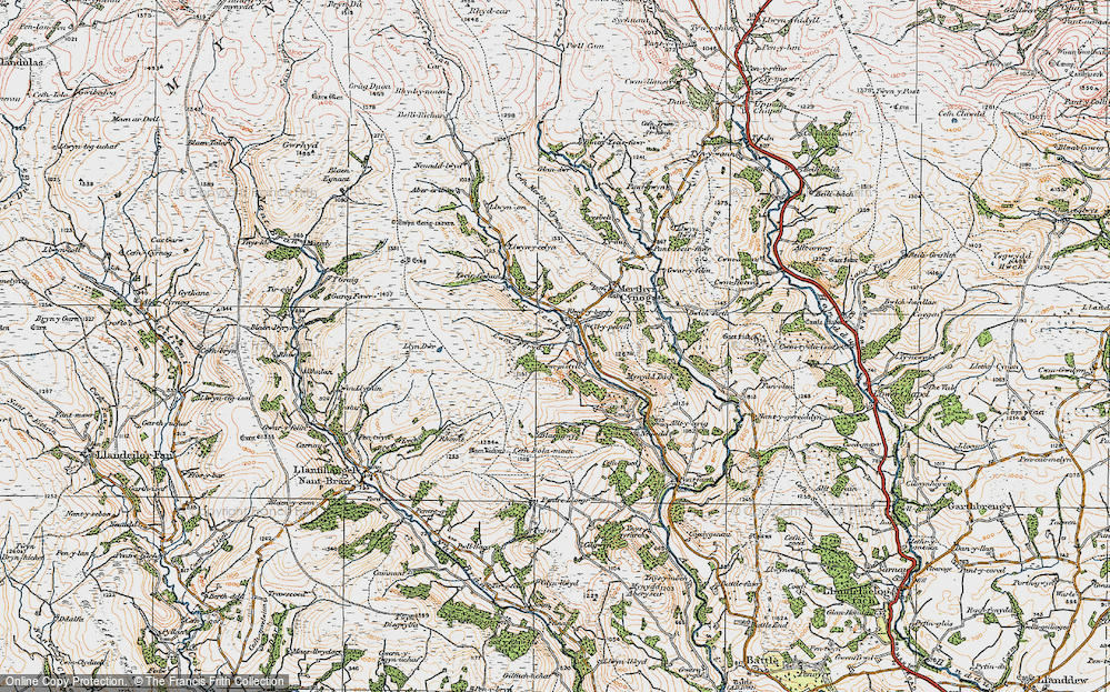 Old Map of Historic Map covering Blaengwy in 1923