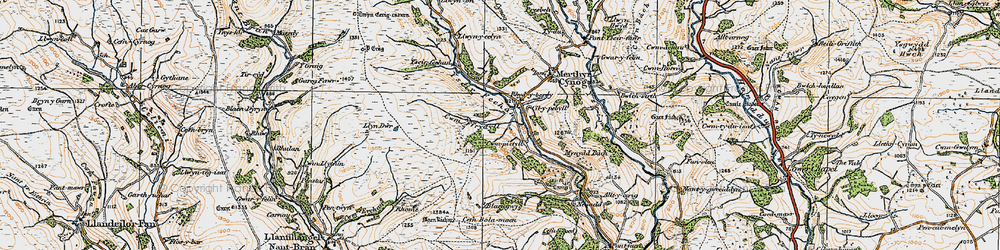 Old map of Pont Rhyd-y-berry in 1923