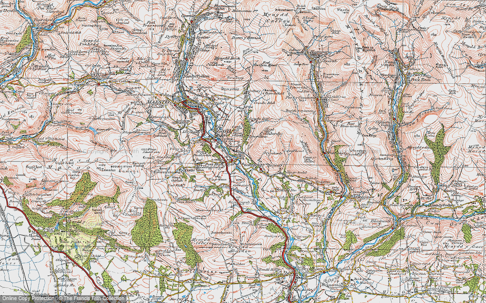 Old Map of Pont Rhyd-y-cyff, 1922 in 1922