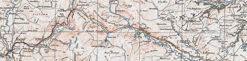 Old map of Bryn Llychese in 1922