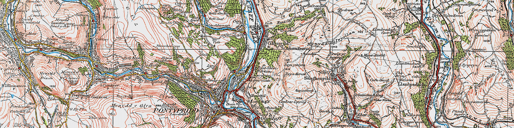 Old map of Pont Siôn Norton in 1922