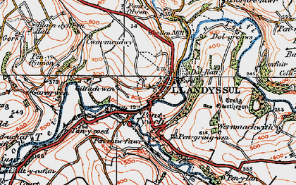Old map of Pont-Tyweli in 1923