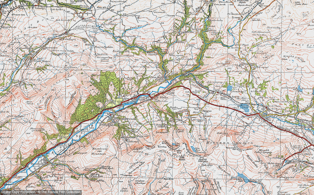Old Map of Pont-Walby, 1923 in 1923