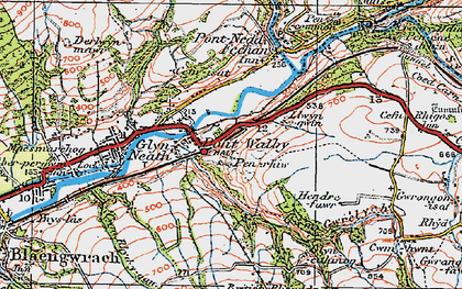 Old map of Pont-Walby in 1923