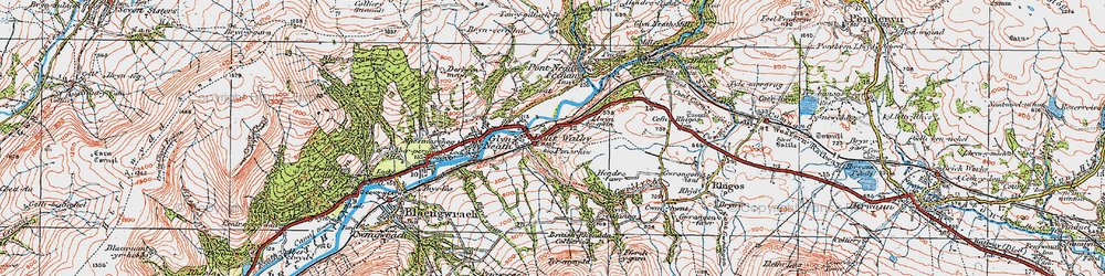 Old map of Pont-Walby in 1923