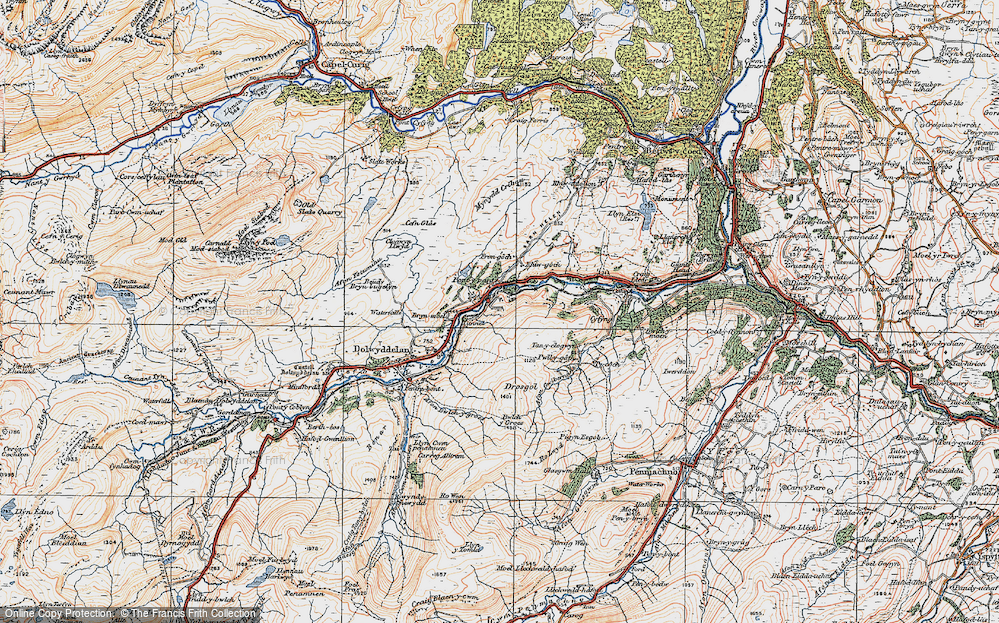Old Map of Historic Map covering Rhiwddolion in 1922