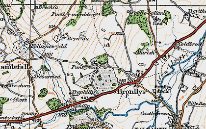 Old map of Pont-y-wal in 1919