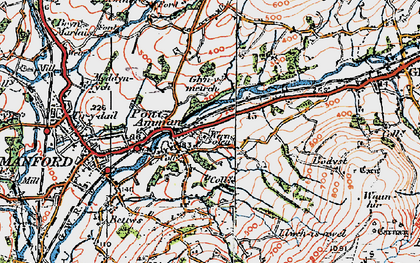 Old map of Afon Aman in 1923