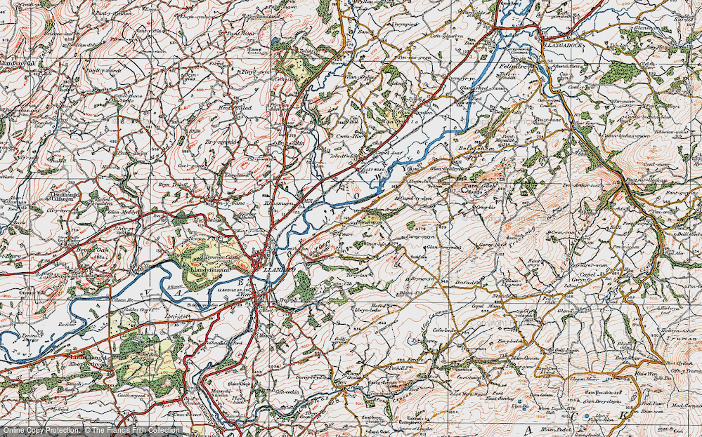 Old Map of Pontbren Araeth, 1923 in 1923