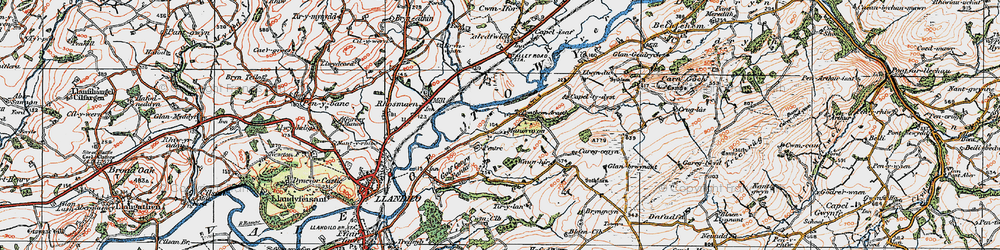 Old map of Pontbren Araeth in 1923