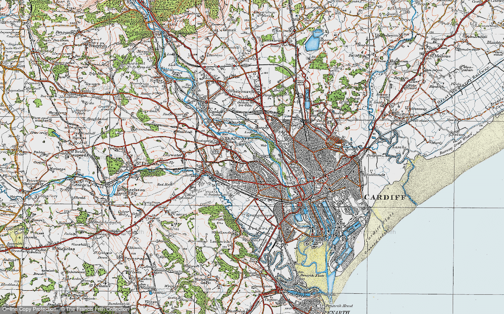 Old Map of Pontcanna, 1919 in 1919