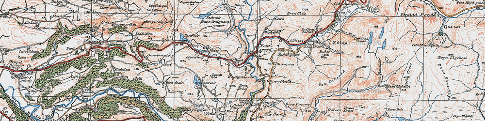 Old map of Ponterwyd in 1922