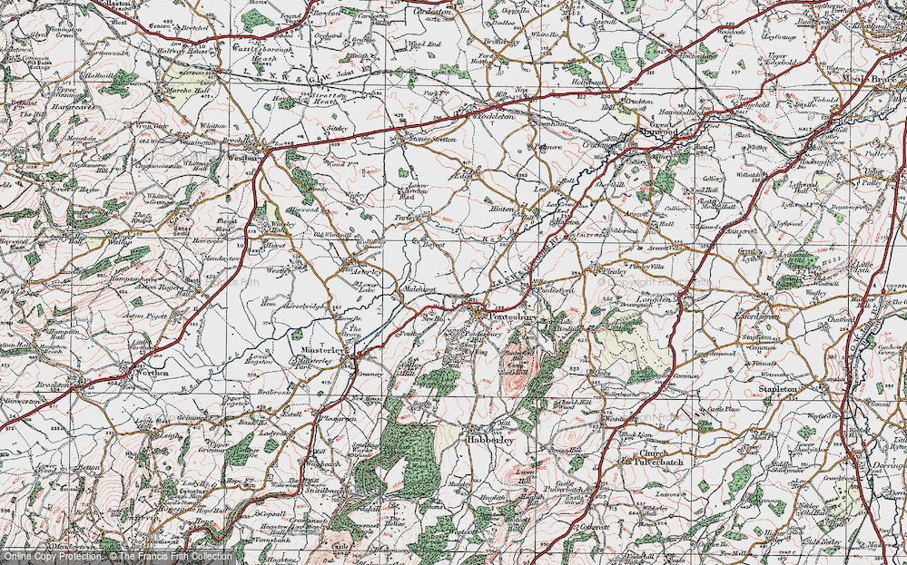 Old Map of Pontesbury, 1921 in 1921