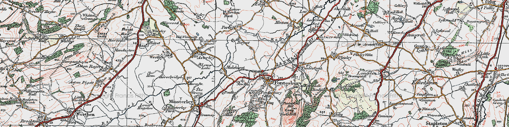Old map of Pontesbury in 1921
