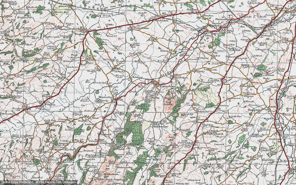Old Map of Historic Map covering Lees Coppice in 1921