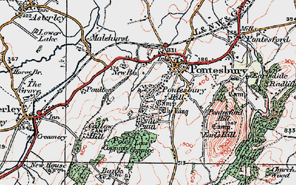 Old map of Pontesbury Hill in 1921