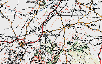 Old map of Pontesford in 1921