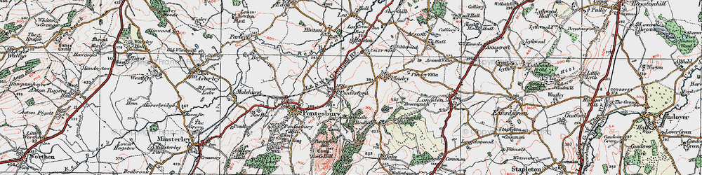 Old map of Pontesford in 1921