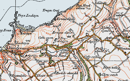 Old map of Pontgarreg in 1923
