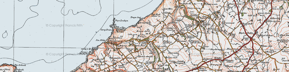 Old map of Pontgarreg in 1923
