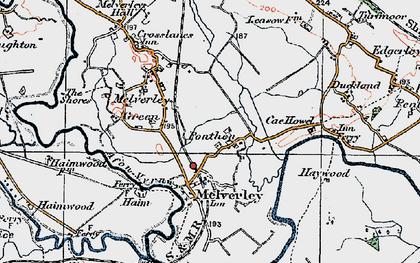 Old map of Ponthen in 1921