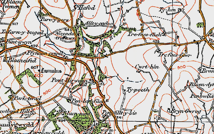 Old map of Ponthirwaun in 1923