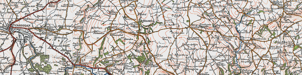 Old map of Ponthirwaun in 1923