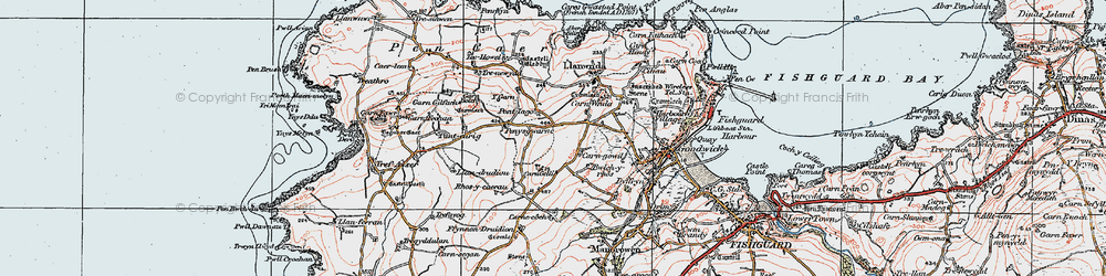 Old map of Pontiago in 1923