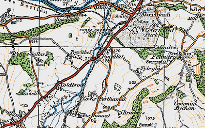 Old map of Pontithel in 1919