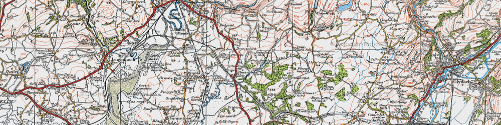 Old map of Pontlliw in 1923
