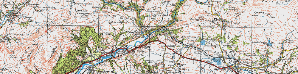 Old map of Pontneddfechan in 1923